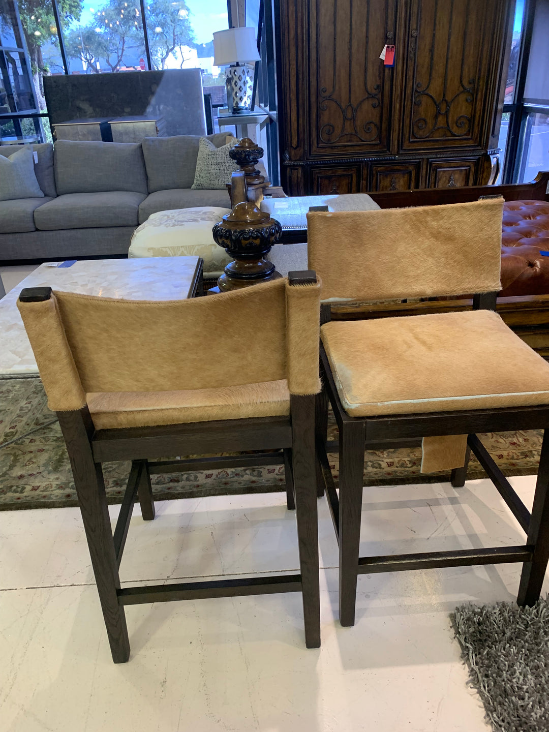 Restoration Hardware Hide Counter Stools set of 2