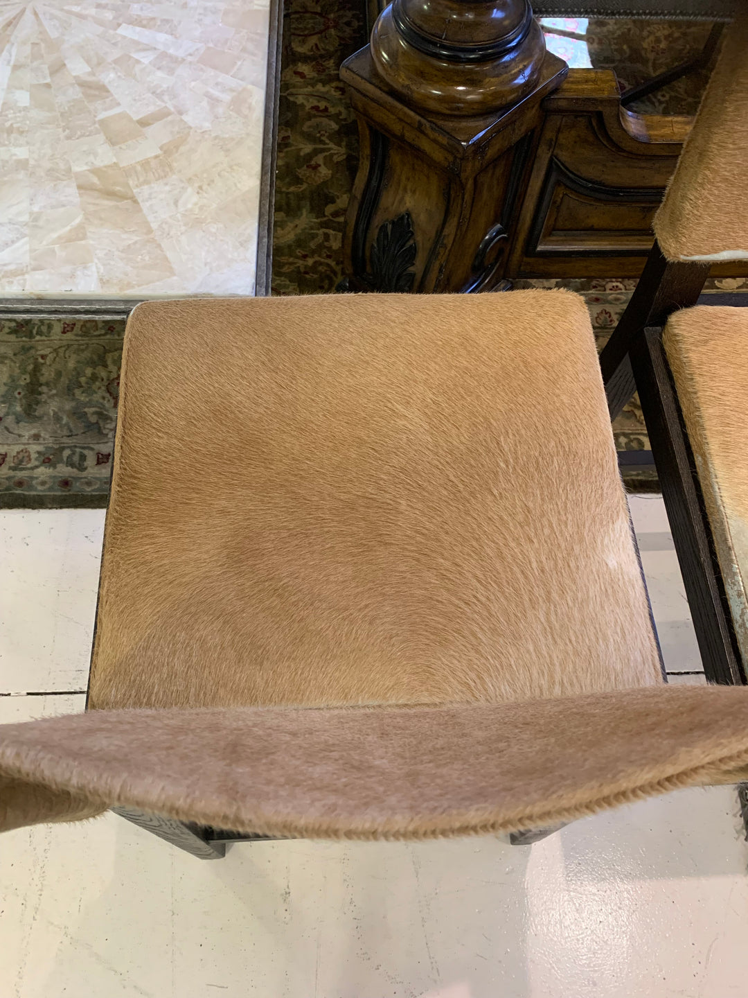 Restoration Hardware Hide Counter Stools set of 2